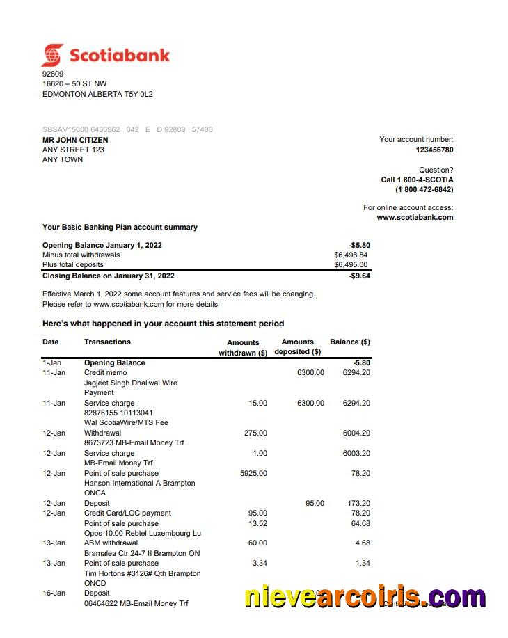 Australia Scotiabank statement 2 pages xls